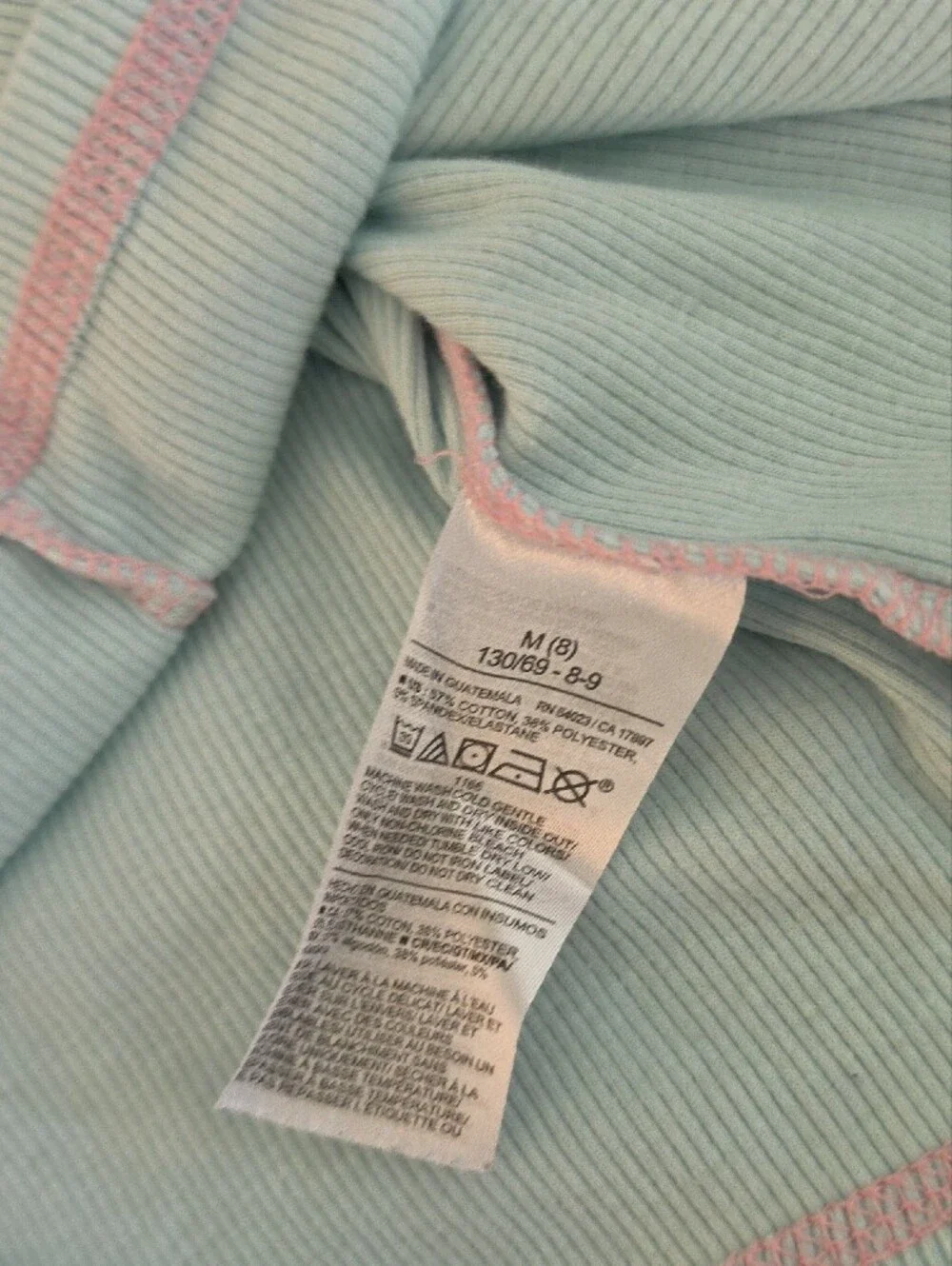 Old Navy Light Blue Ribbed Tee with Pink Trim & Powerpuff Graphic